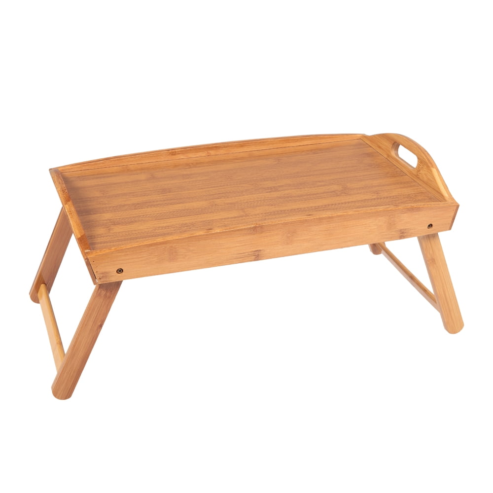 Bed Serving Tray Table with Folding Legs, And Breakfast Tray Bamboo Bed