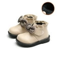 thumbnail image 5 of REDARER Girls Boots with Low Heel â Non- Rhinestone Bow Rain Boots for Winter, Warm & Waterproof Ankle Booties,Color:Beige,Size:3-3.5 Years, 5 of 9