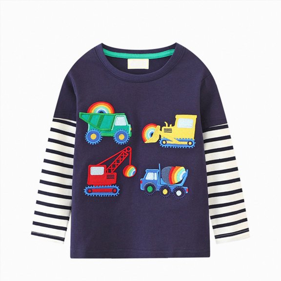 dmqupv Comfort Sweatshirt Toddler Baby Boy Sweatshirt Embroidery Shirt Long Sleeve Toddler Sweatshirt Fall Winter Clothes 2-7T Dark Blue,7-8 Years