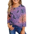 thumbnail image 2 of Abcomgle Girls Halloween Shirts 10-12 Spooky Bat Spider Graphic Tshirts for Girls Crewneck 3/4 Sleeve T Shirts for Girls Fall Funny Cute Tee Top Girls,5-6 Years, 2 of 5