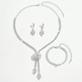 thumbnail image 5 of Sdmnsg-T Flower Bridal Wedding Jewelry Set Silver Crystal Necklace Earrings Sets Formal Costume Jewelry for Women and Brides, 5 of 9
