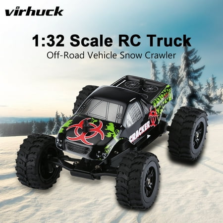 Virhuck 1/32 Scale 2WD Mini RC Truck for Kids, 2.4GHz 4CH Off-road Vehicle Rock Crawler RC Car Racing Car 12MPH Toy Car