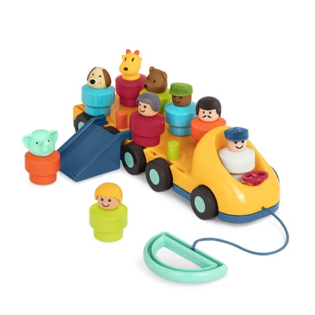Battat Spinning Bus Toy with 9 Color-Coded Figurines Toddler and Preschool Bus Play Vehicles Toys
