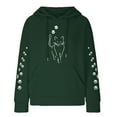 thumbnail image 6 of COMVALUE Womens Hoodies Cute Cat Print Pullover Sweaters With Pockets Oversized Casual Sweatshirts Fall Long Sleeve (Dark Green, M), 6 of 6