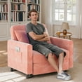 thumbnail image 3 of Reclining sofa,Lofka 3 in 1 Sleeper Chair Bed with 3 levels Adjustable Backrest for Living Room|Bedroom|Apartment,Pink, 3 of 10