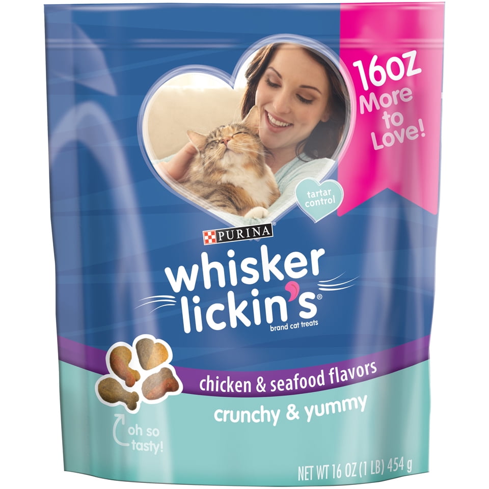 Purina Whisker Lickins Crunchy & Yummy Chicken & Seafood Flavors Adult