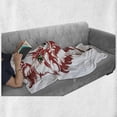 thumbnail image 6 of Fox Soft Flannel Fleece Throw Blanket, Patterned Portrait of Fox Sharp Green Eyes Wavy Curvy Design, Cozy Plush for Indoor and Outdoor Use, 60" x 80", Dark Coral Green White, by Ambesonne, 6 of 6
