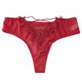 thumbnail image 1 of Aayomet String Thongs for Women avec Nœud Aguichant Fine Bretelle Creuse Coton Entrejambe Culottes Triangle pour Femmes (Rouge, P), 1 of 3