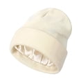 thumbnail image 3 of Gorro de punto de invierno con forro de satén y diseño con puños, suave, unisex Blanco, 3 of 9