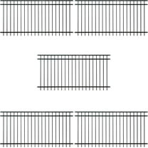 Fencer Wire Pack of 5 Heavy Duty Flat Top Fence Barrier Panel, 4FT Height X 8FT Width Anti-Rust Metal Fencing Panel, 2” Diameter Steel Outdoor Decorative Garden Fence Panel for Yard, Pool, Patio