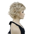 thumbnail image 3 of Women's Short Curly Wavy Wig Synthetic Hair Full Wig for Daily Use, 6 inches, Blonde Mix, 3 of 11
