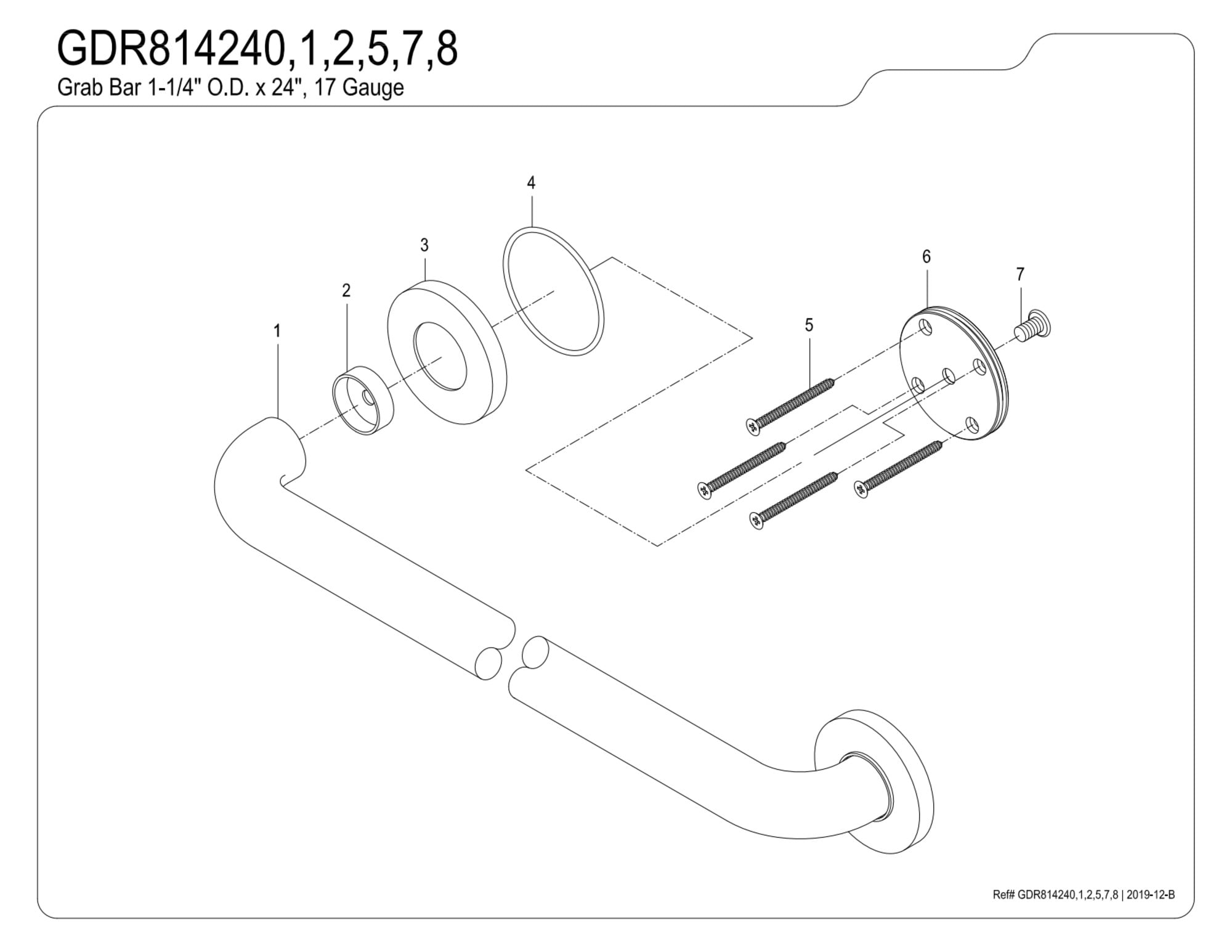 Kingston Brass GDR814245 Silver Sage 24" x 1-1/4" O.D. Brass ADA Grab Bar, Oil Rubbed Bronze