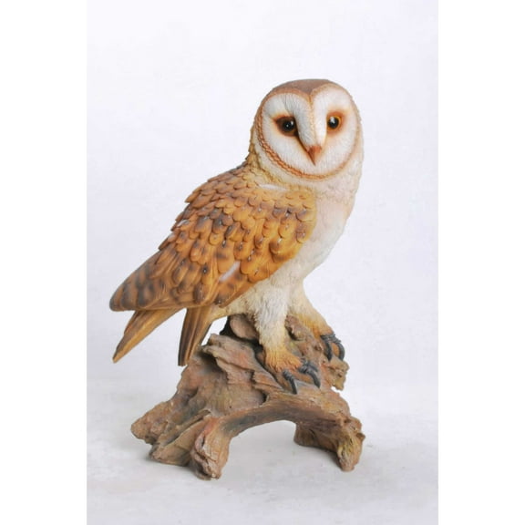Hi-Line Gifts 14" Barn Owl on Branch Outdoor Garden Statue