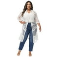 thumbnail image 5 of Women's Plus Size Kimono Floral Lace Cardigan Beach Cover Up Swimsuit, 5 of 7