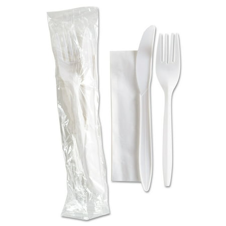 Wrapped Cutlery Kit w/Fork, Knife and Napkin, Individually Wrapped, (Best Knife Set Under 500)