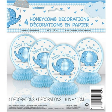 Elephant Baby Shower Centerpiece Decorations, Blue, 6in, 4ct