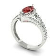 thumbnail image 2 of Halo Engagement Ring for Women - 1.2ct Natural Garnet in 18K White Gold Promise Ring, 2 of 6