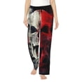 thumbnail image 2 of Lsque Red And White Screaming Demon Skull Print Women's Pajama Pants, Lounge Pant - Comfortable Home Wear,Elastic Waistband, Stylish Design-Large, 2 of 9