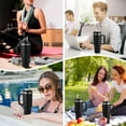 thumbnail image 4 of Gobelet 40 oz avec Poignée et Paille, Tasse Isolée à Double Paroi Réutilisable en Acier Inoxydable avec Couvercle et Paille Tasse de Voyage Tasses à Café, s'Adapte au Porte-Gobelet de Voiture, Cadeaux pour Femmes & Hommes Gris, 4 of 5