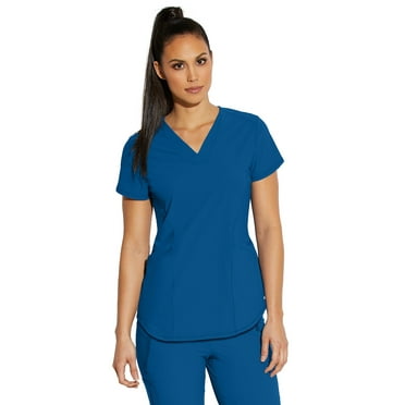 Barco Grey's Anatomy Edge GET018 Women's Nova Four Pocket Crossover V-Neck Princess Seam Scrub Top New Royal L