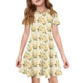 thumbnail image 6 of XADYUY Summer Dress for Girls 7-8 Casual A-Line Short Sleeve Girls Tshirt Dresses Floral Print Crew Neck Sundresses Summer Swing Skirt with Pockets,7-8Years,Yellow, 6 of 6