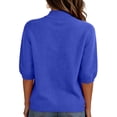 thumbnail image 5 of Lumtrix Womens Mock Neck Sweater Summer Half Sleeve Top Dressy Casual Basic Loose Fitted Knit Pullover Royal Blue 2XL, 5 of 5