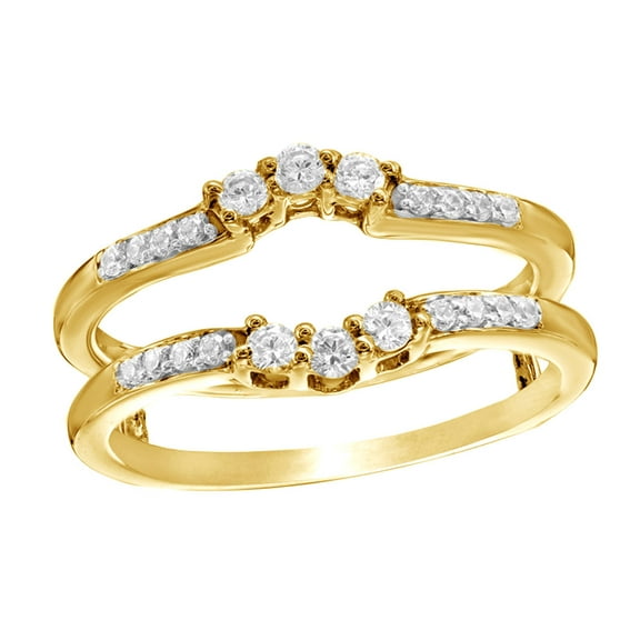 AFFY Round Cut White Natural Diamond Solitaire Enhancer Ring in 10k Yellow Gold (0.33 Cttw)