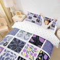 thumbnail image 3 of jejeloiu Retro Floral Twin Duvet Cover For Girls,Patchwork Pattern Twin Bedding,Purple Black White,Reversible,2 Pieces,1 Duvet Cover and 1 Pillowcase, 3 of 6