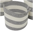thumbnail image 5 of DecMode 14", 12", 10"H Gray Cotton Handmade Striped Storage Basket with Handles, 3-Pieces, 5 of 8