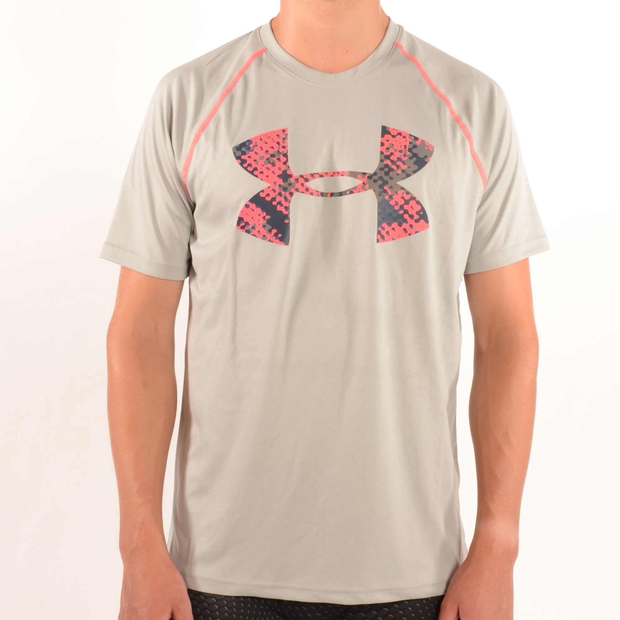 Under Armour Men's ShortSleeve Patterned Big Logo TShirt Light Grey