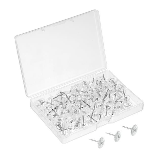 Unique Bargains Thumb Tacks Plastic Push Pin Steel Point for Office, White 100 Pack