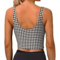 thumbnail image 4 of Goofa Houndstooth Black And White Printed Sports Bras for Women, High Impact Running Bra Workout Crop Tank Tops Longline Sports Bra Push up-XX-Large, 4 of 9