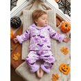 thumbnail image 6 of RUINIXCW Toddler Baby Girl Halloween Silk Stain Pajamas Outfit Kids Fall Winter PJS Set Sleepwear Ghost Printed Long Sleeve Button Down Shirt and Elastic Pants Set Homewear Loungewear, 6 of 6