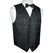 Italian Design, Men's Tuxedo Vest, Bow-tie - Charcoal Paisley