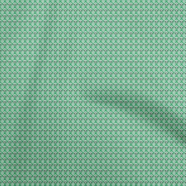 oneOone Cotton Silk Green Fabric Asian Ikat Sewing Craft Projects Fabric Prints By Yard 42 Inch Wide