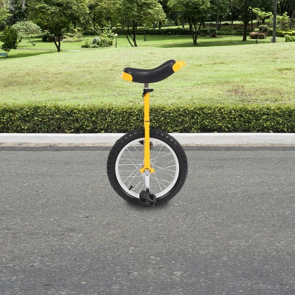 16 in Height Adjustable Unicycle, Outdoor Wheel Unicycle, One Wheel Bike Yellow