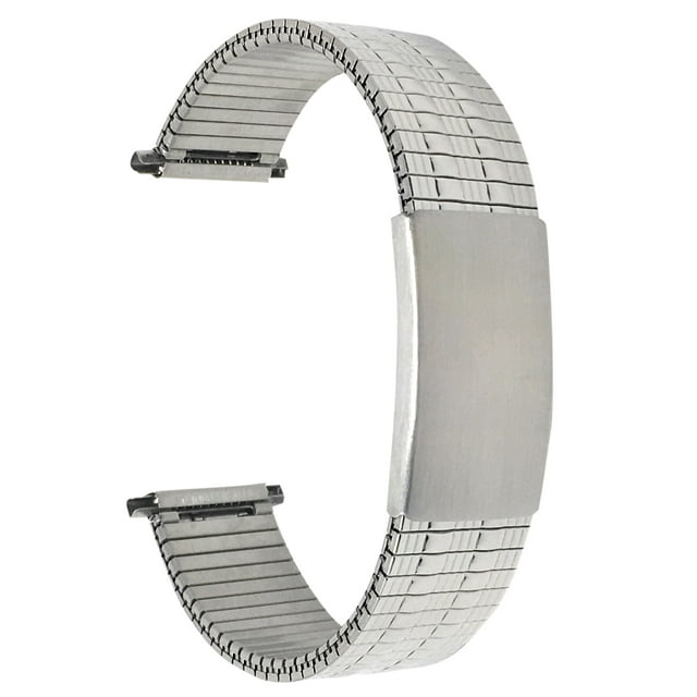 Bandini Bracelet de Montre Extensible en Acier Inoxydable Ton Argent 22mm pour Hommes, Extrémité Droite, Longueur Réglable, Bracelet de Montre en Métal Extensible, Sans Boucle