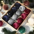 thumbnail image 7 of Uutvery 12PCS Flocked Velvet Christmas Ball Ornaments 2.35Inch Christmas Tree Decor Gift Wrap Accent Party Decorations Set Assortment B, 7 of 7