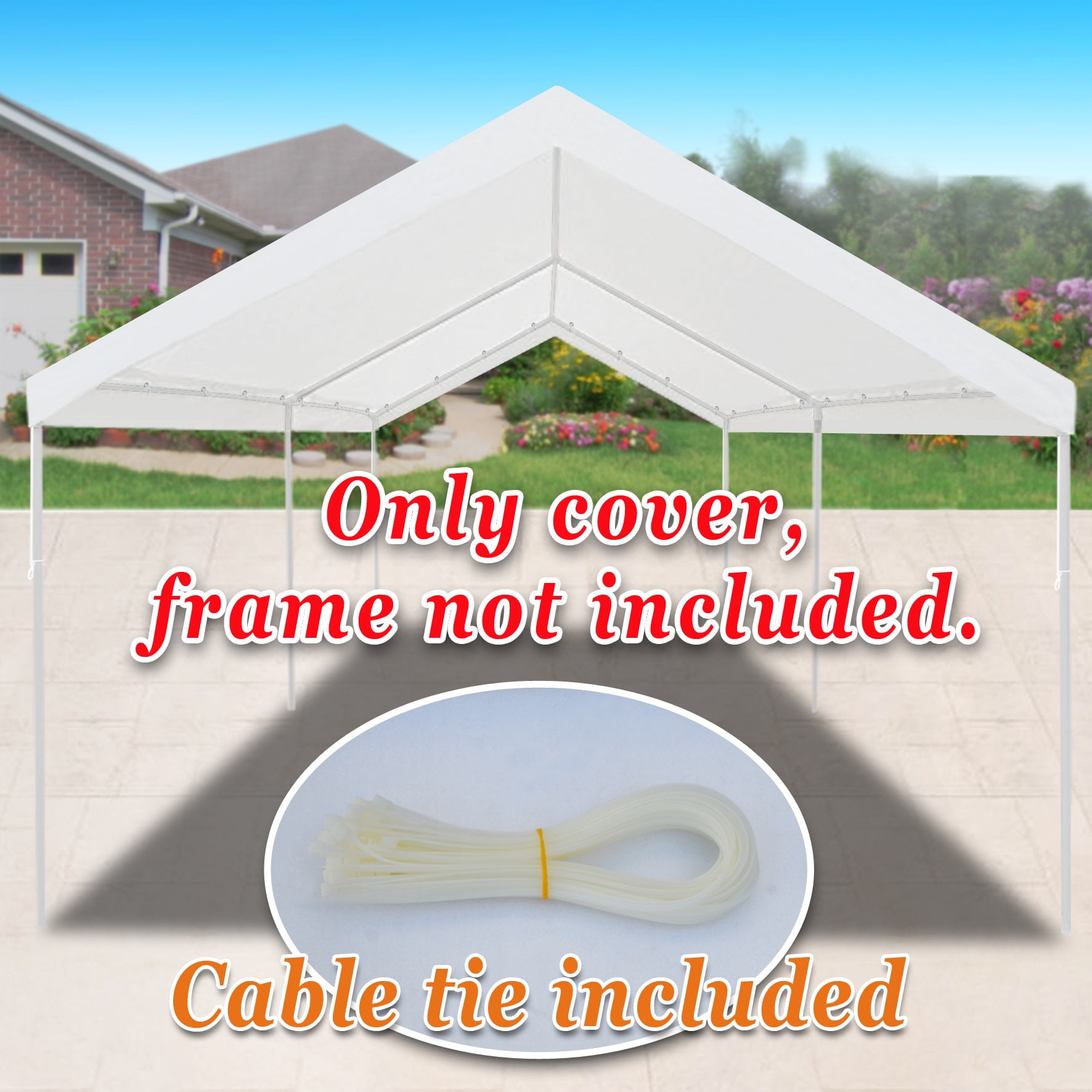 Sunny Canopy Cover 10√¢¬Ä¬ô L x 20√¢¬Ä¬ô W White Carport