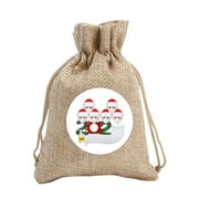Yocowu Christmas Candy Cookies Bags DIY Linen Drawstring Bag Festival Decor (F)
