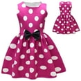thumbnail image 2 of Ugoldhm Girls' Polka Dots Sleeveless A-Line Summer Dress - Bow Pleated Crew Neck Casual Sundress, 2-13Y, 2 of 8