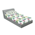 thumbnail image 2 of Ambesonne Vintage Fitted Sheet & Pillow Sham Set, Mexican Plant Cactus, Twin, Pink Green and Blue, 2 of 2