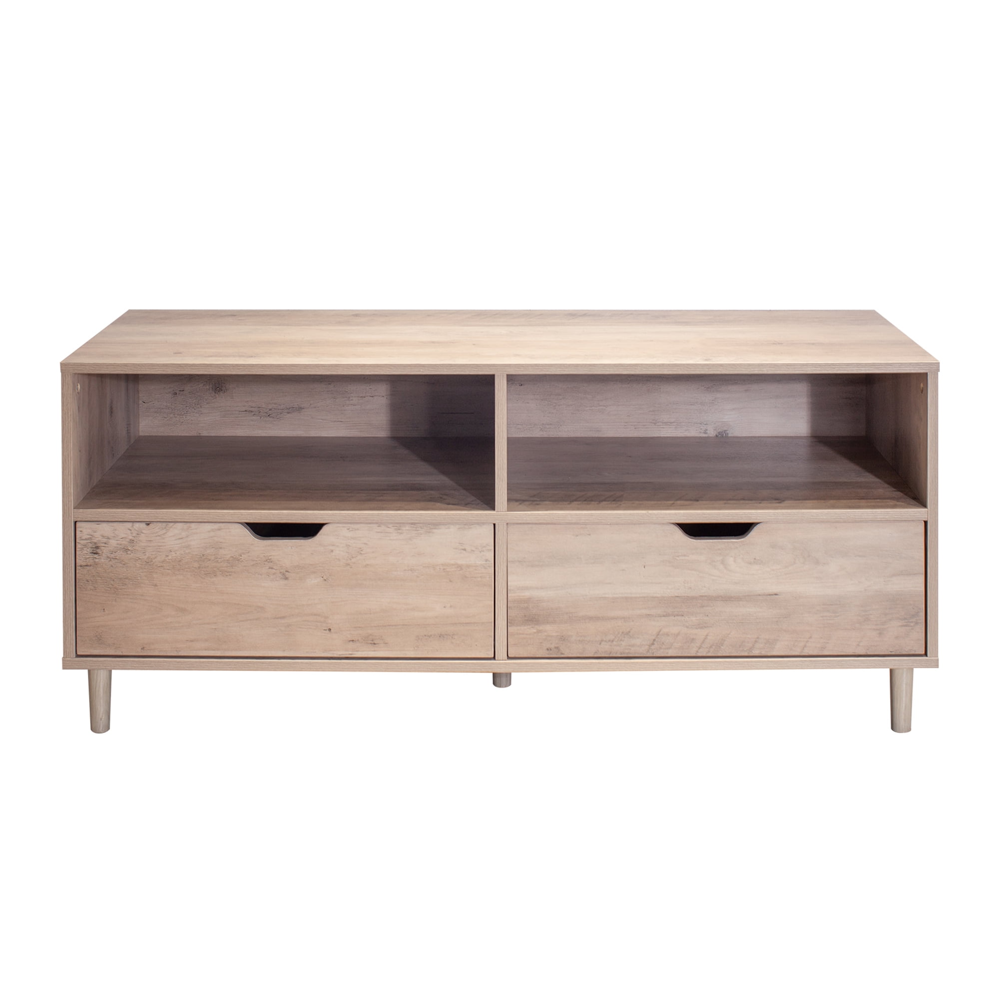 Kadyn MDF TV Stand, Modern Entertainment Center with 2 Drawer and Open Shelves, TV Console Table for TVs up to 55" , Oak