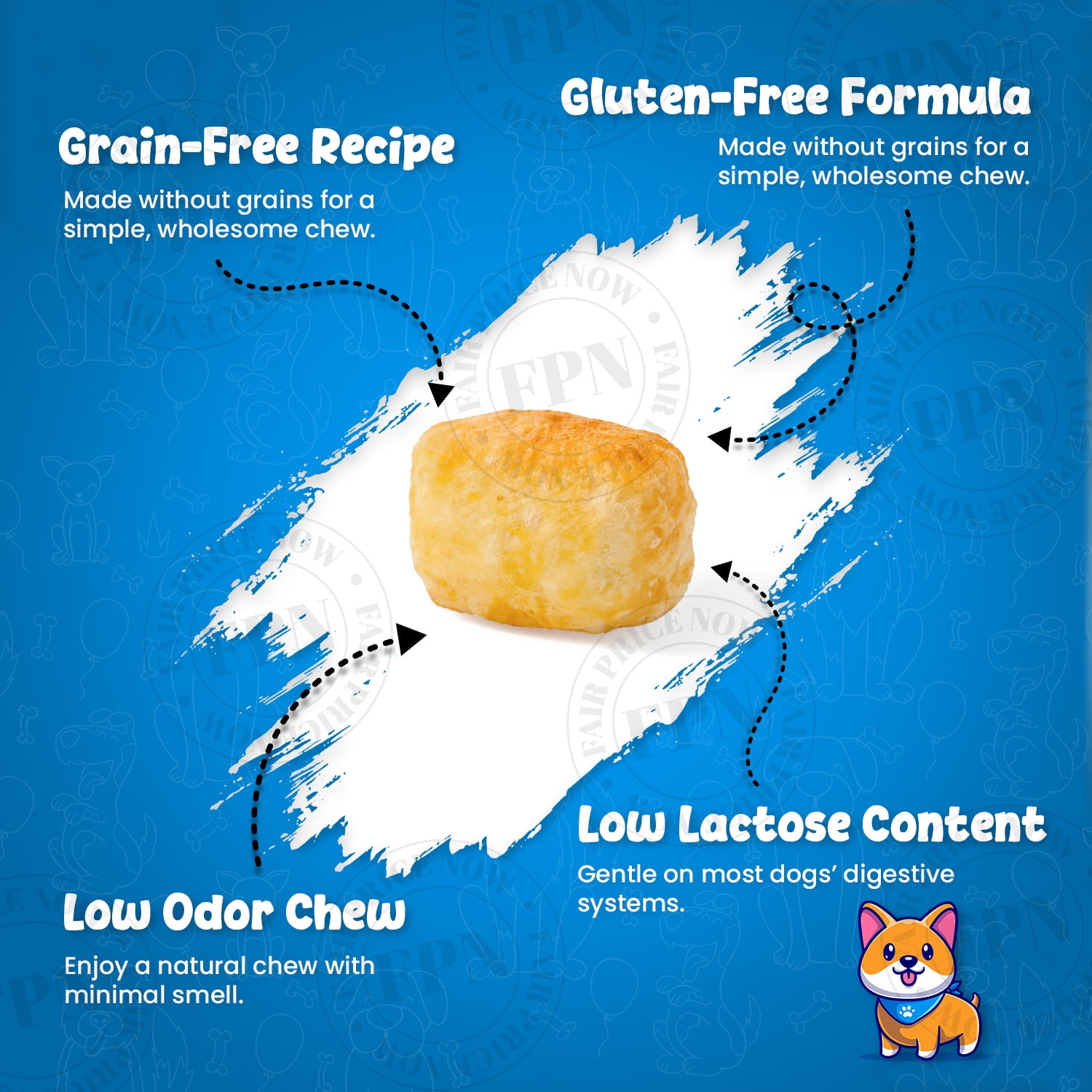 FPN Cow Milk Cheese Puffs for Dogs Natural High Protein Calming Dog Treats