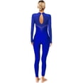thumbnail image 2 of YONGHS Women Gymnastics Unitard Long Sleeve One Piece Ballet Dance Bodysuit Leotard Skating Jumpsuit Blue XL, 2 of 7