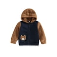 thumbnail image 1 of Kids Boys Winter Jacket, Long Sleeve Hooded Bear Pattern Zipper Closure Casual Outwear, 1 of 8