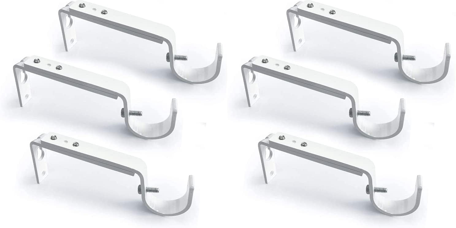 6 PCS Adjustable Curtain Rod Brackets - for 1 or 7/8 Inch Rods, Premium ...