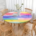 thumbnail image 3 of Colorful Watercolor Stripe Pattern Round Fitted Tablecloth with Elastic Edge,Dining Table Cover Waterproof,Outdoor Round Tablecloth for Camping,Dining,Indoor and Outdoor, 3 of 7