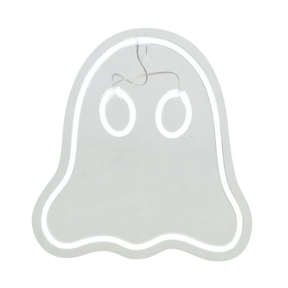 Way to Celebrate Halloween Cool White LED Neon-style Lighted Ghost Wall Decor with USB Plug, 12"