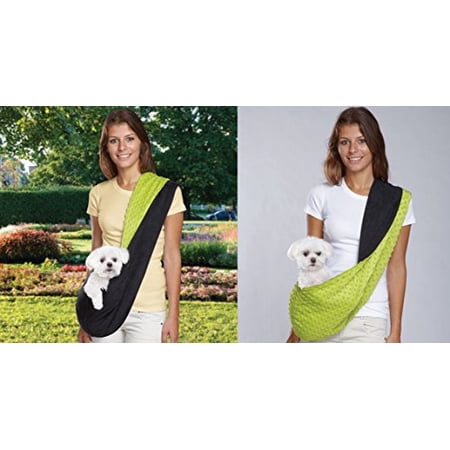 REVERSIBLE SLING DOG CARRIER Pet Carriers Comfort with Style !(One Size - See Description Rev. Sling Black/Green)